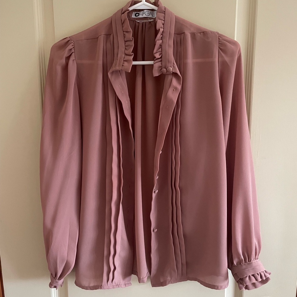 Vintage Ruffle Collar Blouse